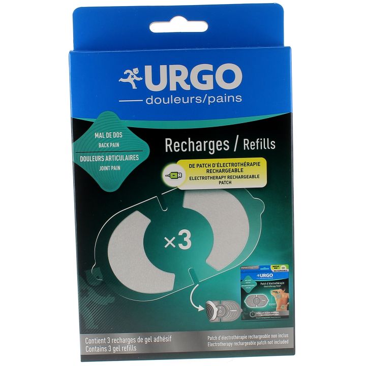 Recharges de gel adhésif patch d'électrothérapie Urgo - 3 recharges