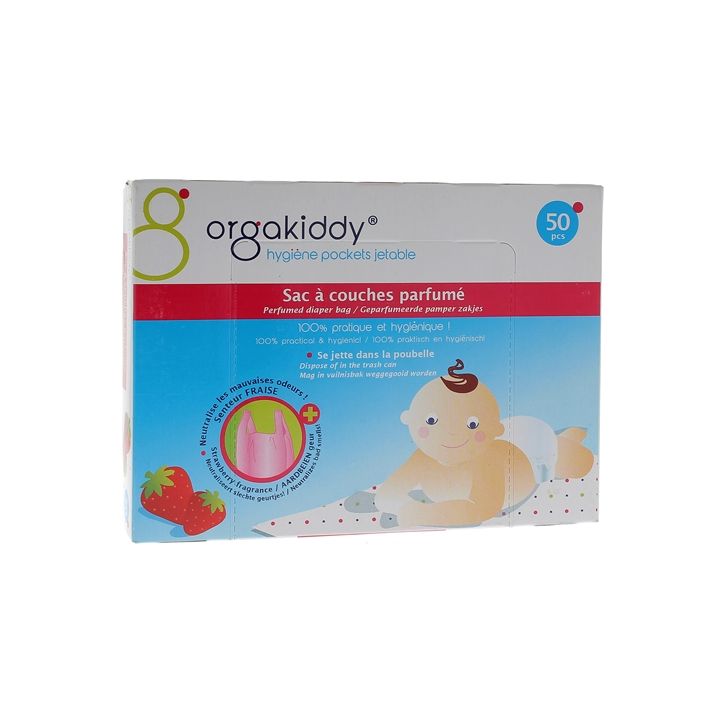 Sac à couche parfumé à la fraise Orgakiddy - Boite de 50 sacs