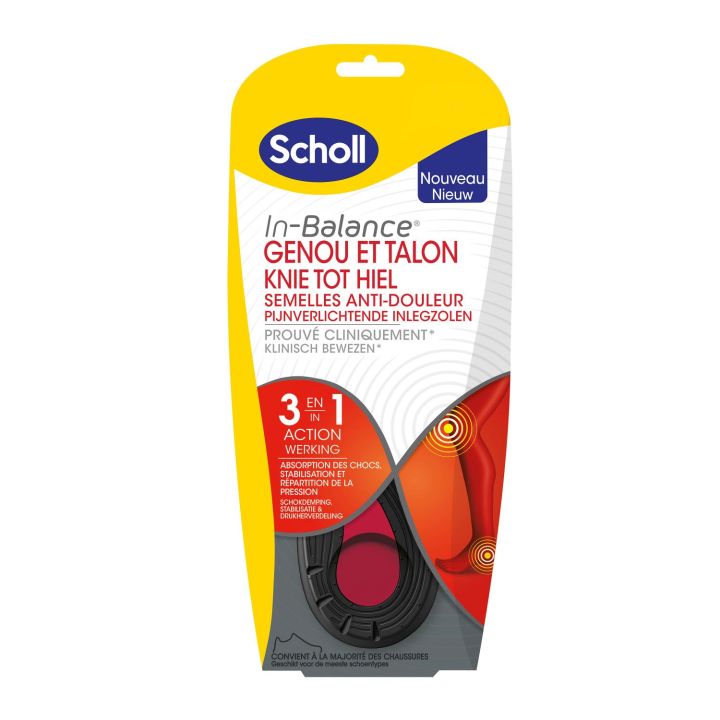 Semelles anti-douleur genou et talon Scholl - une paire de semelles taille 40-42