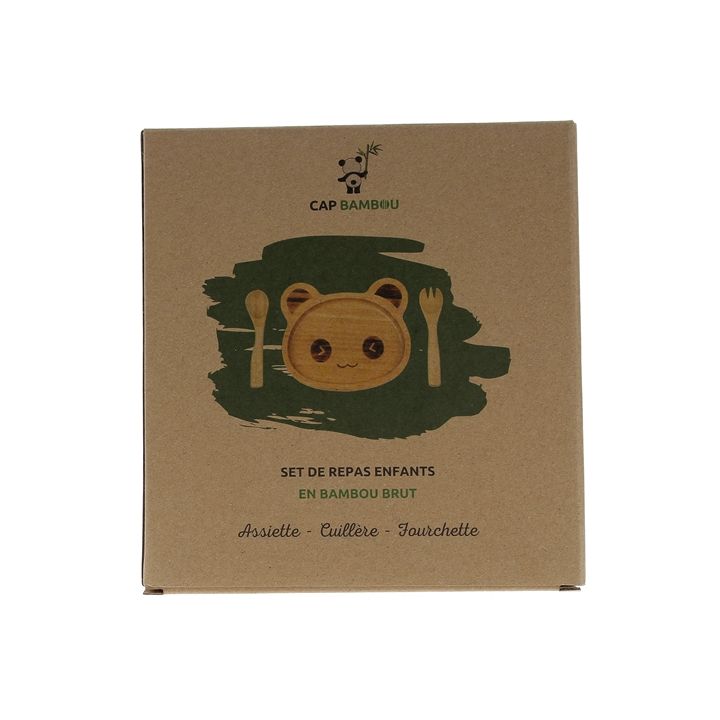 Set repas pour enfant en bambou Cap Bambou - boîte contenant 3 produits
