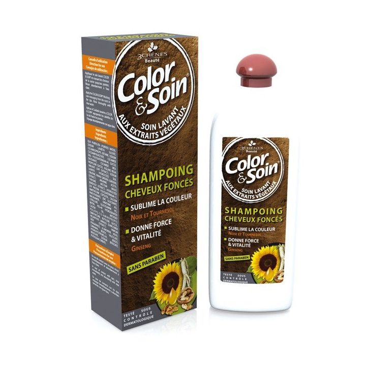 Color & soin shampoing cheveux colorés foncés Les 3 Chenes - 250 ml