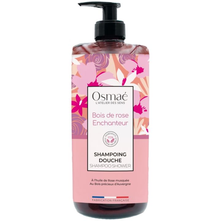 Shampoing douche Bois de rose enchanteur Osmaé - flacon-pompe de 1L