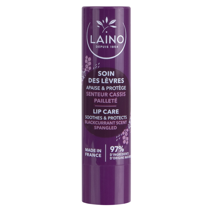 Soin des lèvres pailleté parfum cassis Laino - stick de 4 g