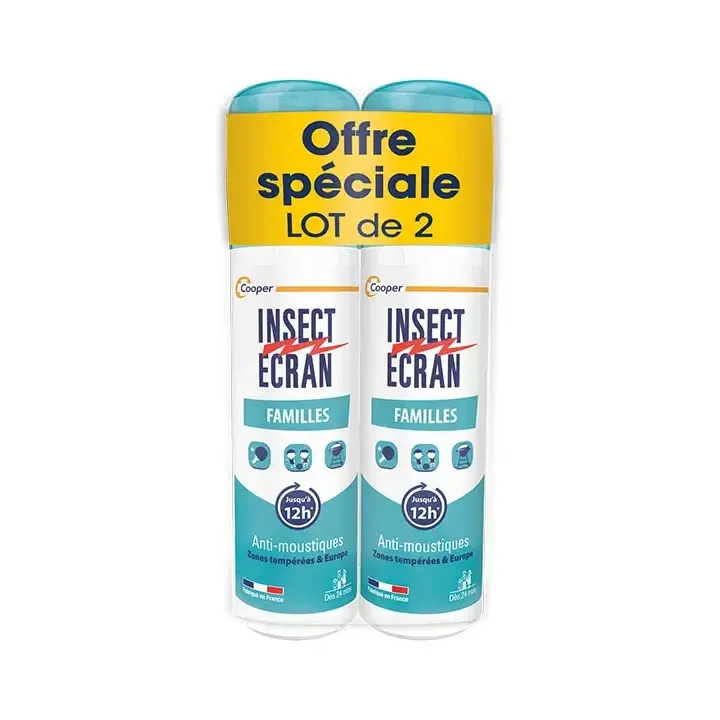 Spray répulsif anti-moustiques famille Insect écran - lot de 2 sprays de 100 ml