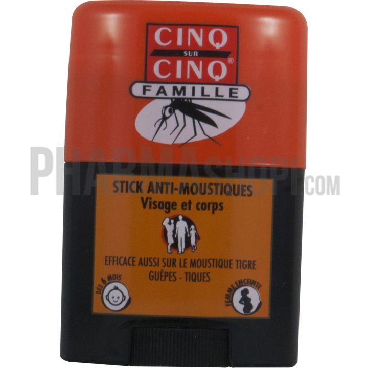 Stick anti-moustiques visage et corps Cinq sur cinq - sticks de 20 ml