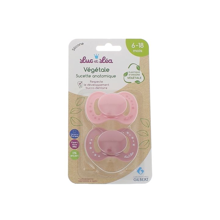 Sucettes anatomiques végétales 6-18 mois Luc et Léa - 2 sucettes