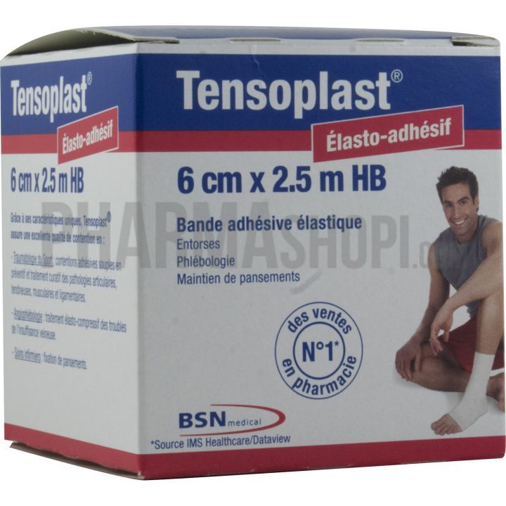 Tensoplast élasto-adhésif bande adhésive élastique BSN médical - bande de 6 cm x 2,5 m