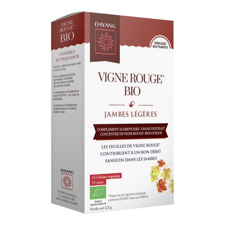 Vigne rouge Bio jambes légères Dayang - boîte de 15 gélules