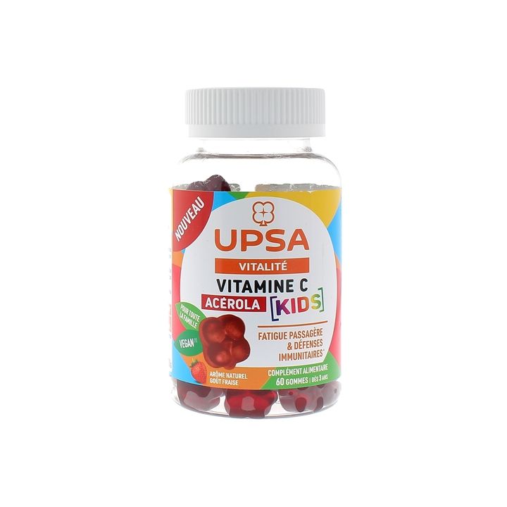 Vitamine C acérola kids goût fraise Upsa - pot de 60 gommes