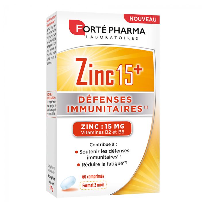 Zinc 15+ Forté Pharma - boîte de 60 comprimés