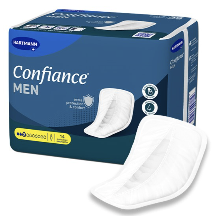 Confiance Men protections anatomiques 3 gouttes Hartmann - sachet de 14 protections absorbantes