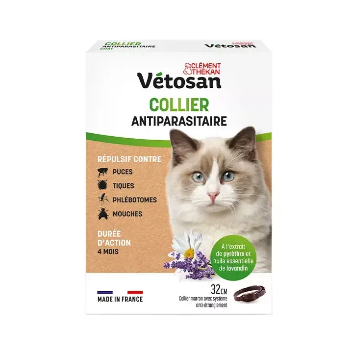 Vétosan Collier antiparasitaire chat Clément Thékan - collier de 32cm