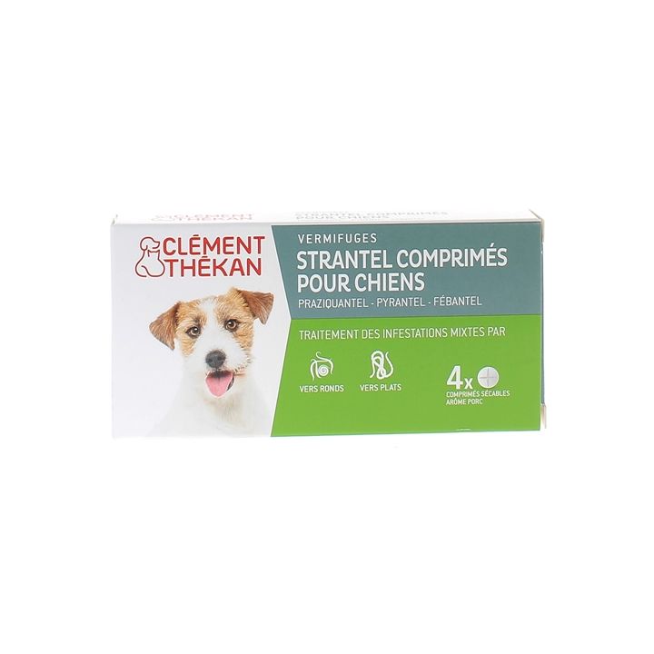 Strantel vermifuges comprimés pour chiens arôme porc Clément Thékan - boite de 4 comprimés sécables