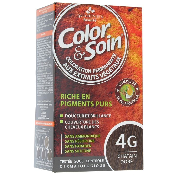 Color & soin coloration permanente Chatain doré 4G Les 3 chênes - 1 kit