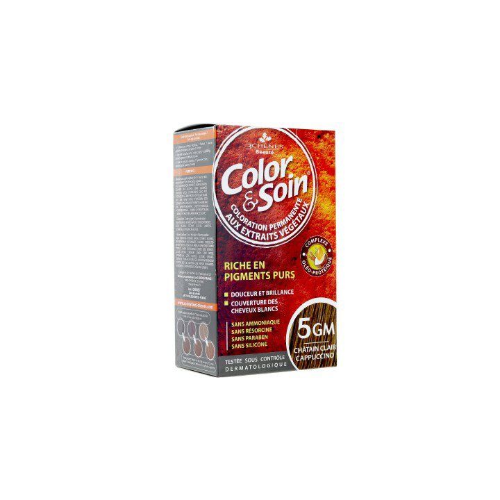 Color & soin coloration permanente châtain clair cappuccino 5GM Les 3 chênes - 1 kit