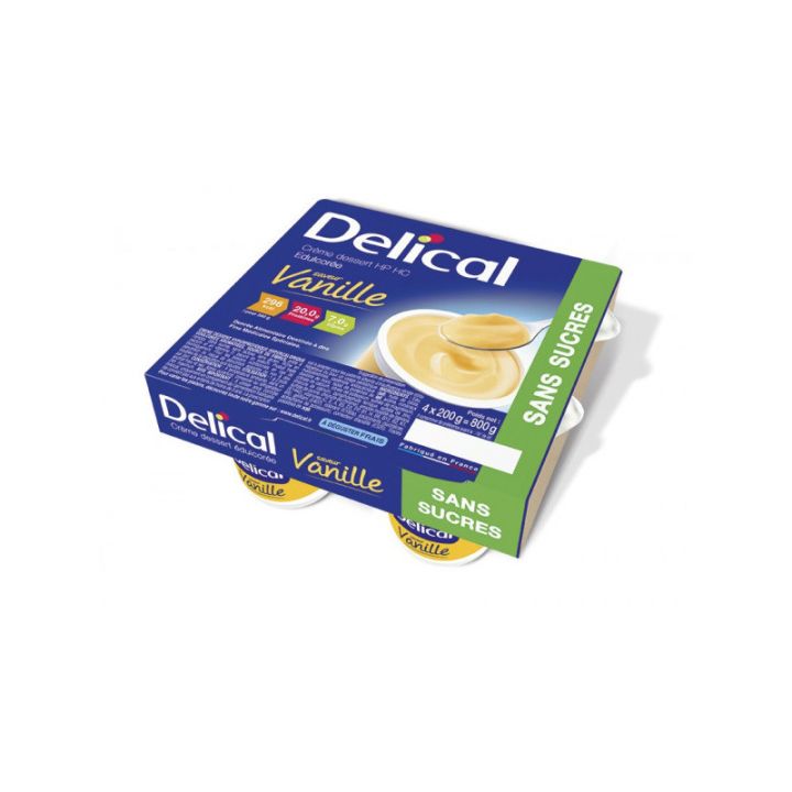 Delical crème dessert sans sucre vanille - 4 pots de 200g