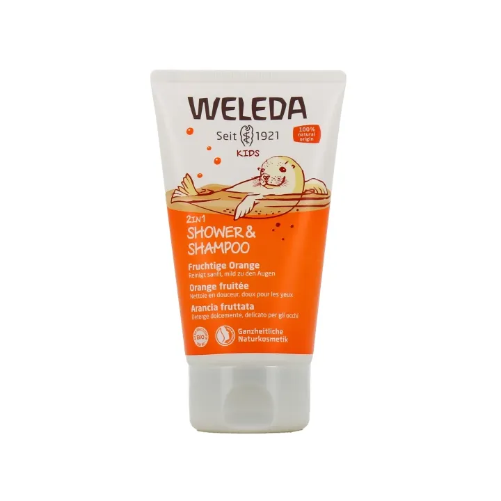 Douche & Shampooing 2-en-1 Orange fruitée Weleda kids - tube de 150 ml