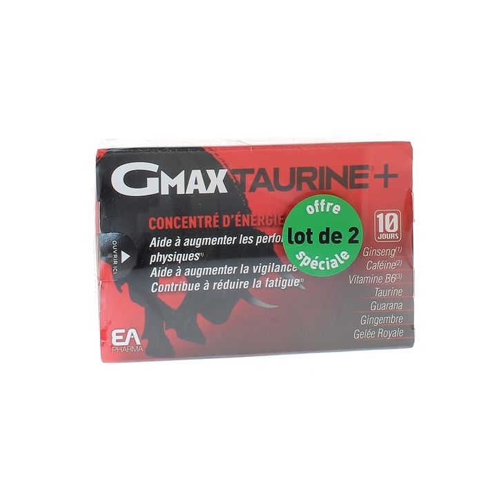 Gmax taurine + concentré d'énergie Eafit - 2 boites de 30 ampoules