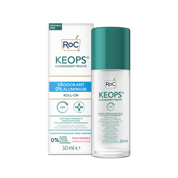 Keops Déodorant à bille 0% d'aluminium RoC - roll-on de 30ml