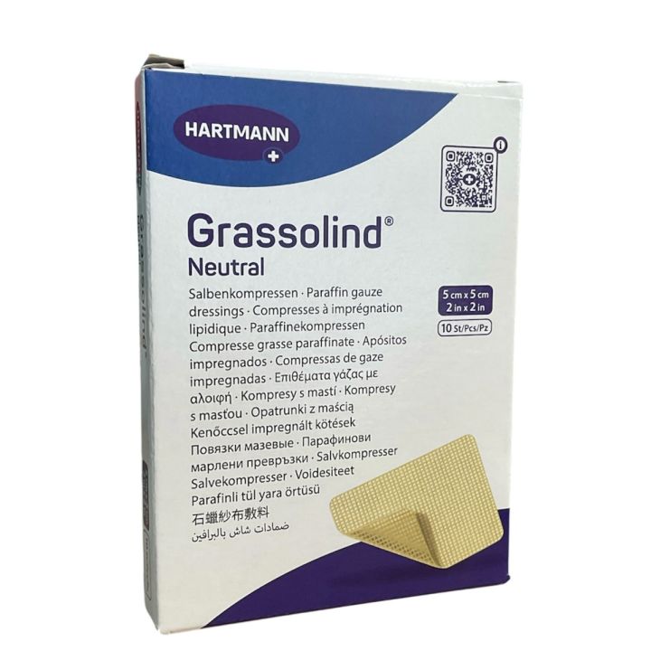 Grassolind neutral pansements tulles vaselinés Hartmann - boite de 10 pièces de 5cmX5cm