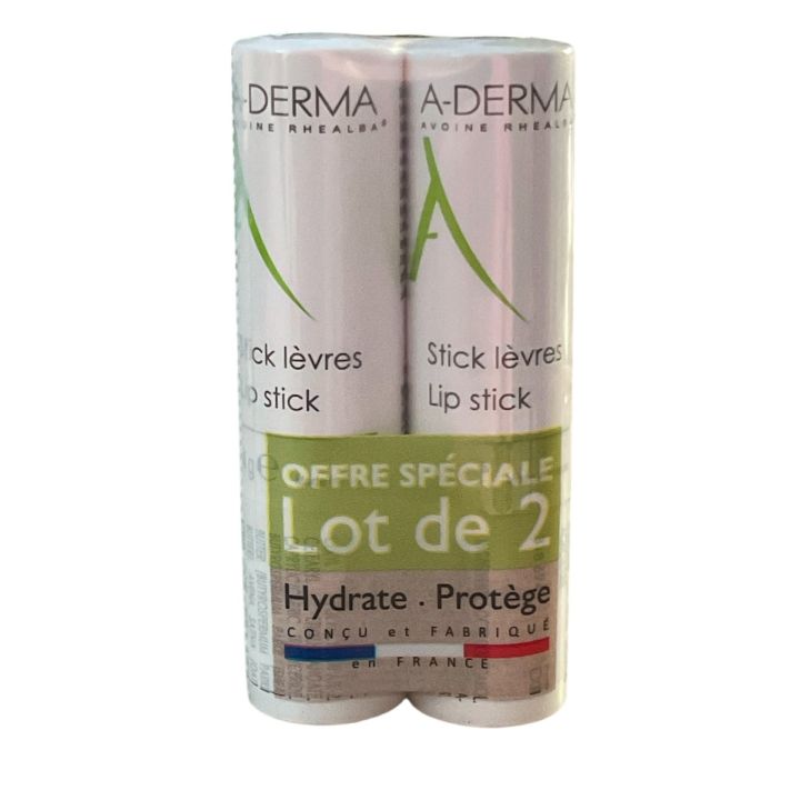 Stick à lèvres duo avoine rhealba A-Derma - offre spéciale lot de 2x4g