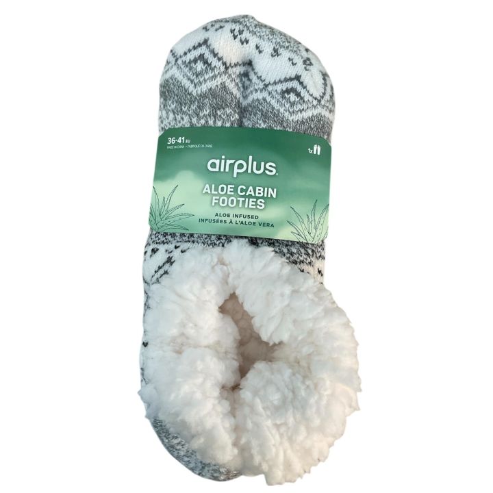 Aloe cabin footies Chaussons infusés à l'Aloe vera taille 36-41 Airplus - une paire