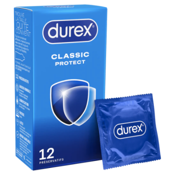 Préservatifs classic protect forme anatomique et épaisseur renforcé Durex - boite de 12 préservatifs