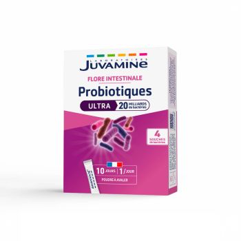 Probiotiques Ultra 20 milliards Juvamine - boîte de 10 sticks