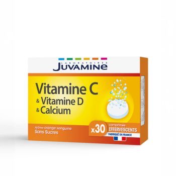 Vitamine C & Vitamine D & Calcium Juvamine - boîte de 30 comprimés effervescents