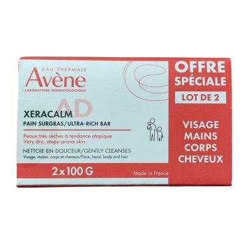 XeraCalm A.D Pain nettoyant surgras Avène - lot de 2 pains de 100g