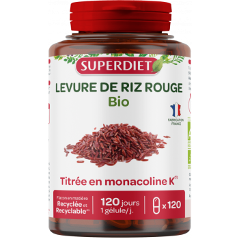 Levure de riz rouge bio Super Diet - 120 gélules