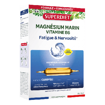Magnésium marin et vitamine B6 Super Diet - boite de 20 ampoules de 10ml