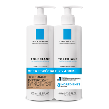 Toleriane fluide dermo-nettoyant et démaquillant visage et yeux La Roche-Posay - offre spéciale 2x400ml