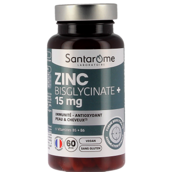 Zinc Bisglycinate+ 15mg Santarome - pot de 60 gélules