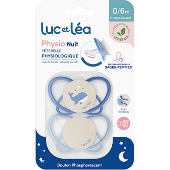 Physio téterelle physiologique 0/6 mois Luc et Léa - lot de 2 sucettes