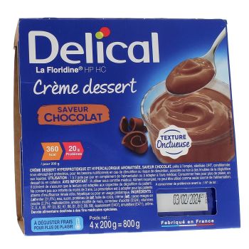 Delical Crème dessert HP/HC La Floridine saveur chocolat - 4 pots de 200g