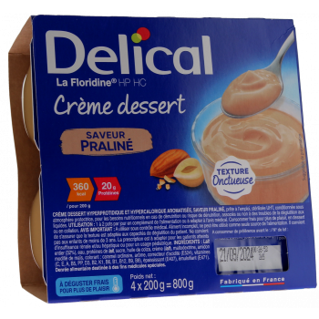 Delical Crème dessert HP/HC La Floridine saveur praliné - 4 pots de 200g