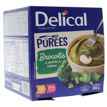 Delical Purée HP/HC brocolis et pointe de crème - 4 bols de 200ml