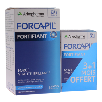Forcapil fortifiant cheveux et ongles Arkopharma - offre boîte de 180 gélules + 60 gélules
