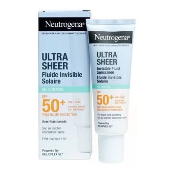 Ultra Sheer Fluide invisible solaire Oil Control SPF50+ Neutrogena - tube de 50ml