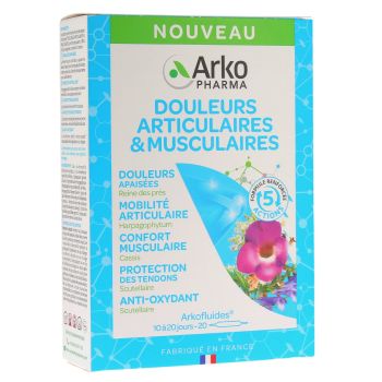Douleur articulaires et musculaires Arkopharma - boite de 20 ampoules