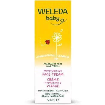 Crème hydratante visage Calendula bio sans parfum Weleda Baby - tube de 50ml 
