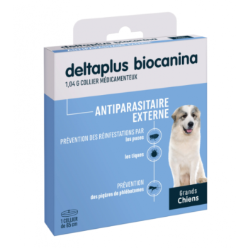 Antiparasitaire externe deltaplus grands chiens Biocanina - boite d'un collier de 65cm