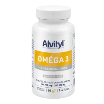 Oméga 3 coeur, cerveau, vision Alvityl - pot de 60 gélules