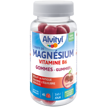 Magnésium vitamine B6 goût cerise Alvityl - pot de 45 gommes