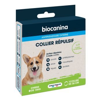 Collier répulsif chiens moins de 15kg Biocanina - boîte de 1 collier de 38cm