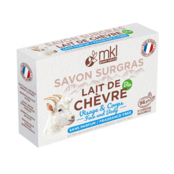 Savon surgras au lait de chèvre bio MKL Green Nature - pain de 100g