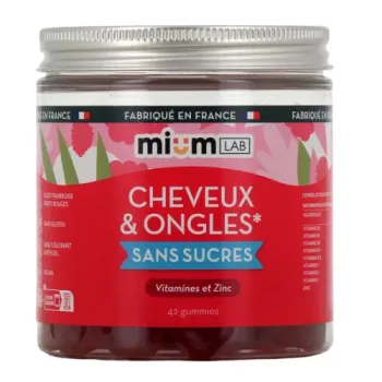 Cheveux et ongles sans sucres Mium Lab - pot de 42 gummies