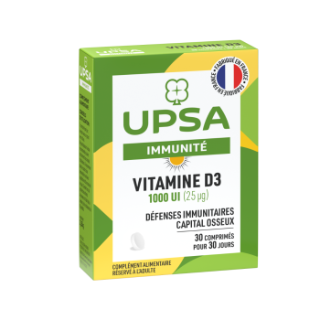 Immunité Vitamine D3 1000 UI UPSA - boîte de 30 comprimés
