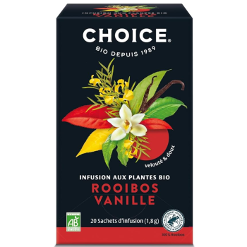 Infusion aux plantes bio rooibos vanille Choice - boite de 17 sachets 